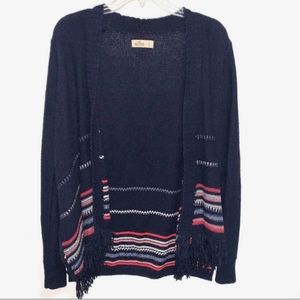 HOLLISTER Sweater Cardigan. Warm, Cozy & Stylish. Navy/Multi color stripes L Jrs